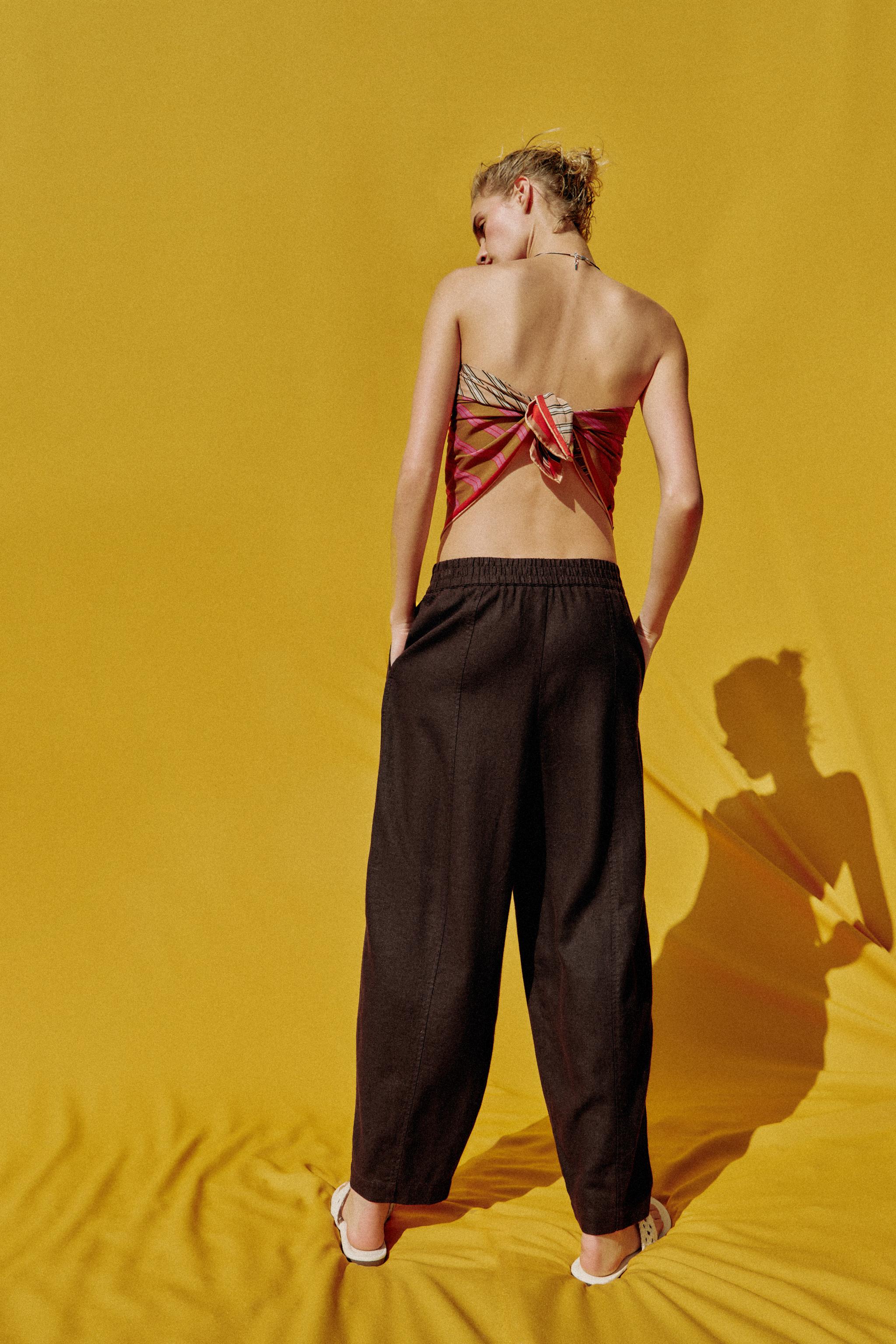 LINEN BARREL PANTS
