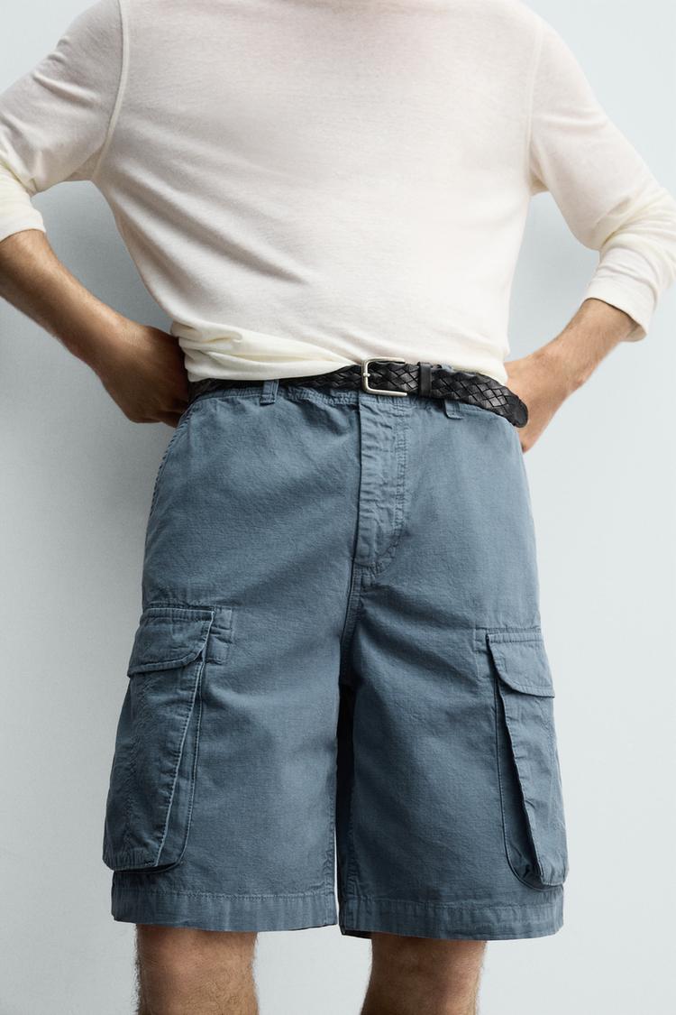 ZARA RELAXED FIT CARGO BERMUDA SHORTS
