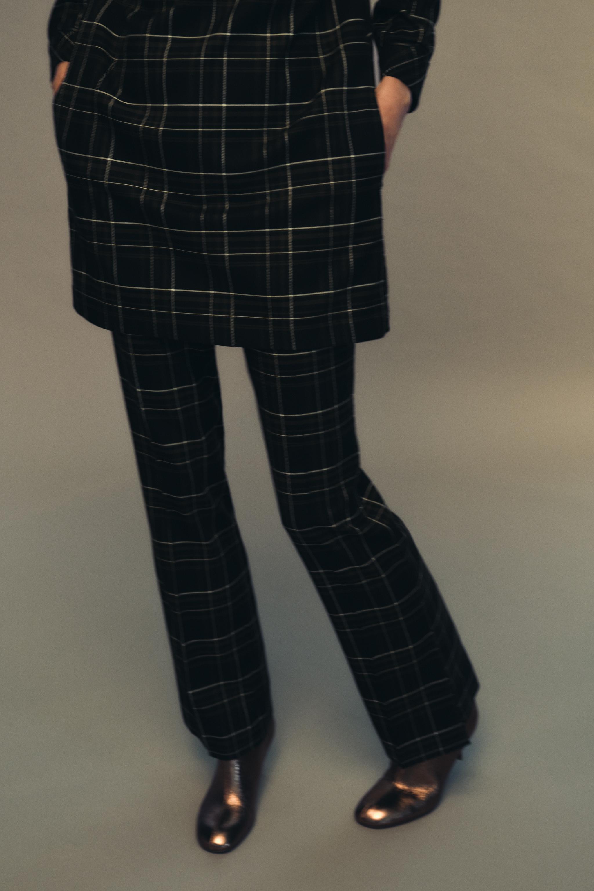 STRAIGHT CHECKED TROUSERS