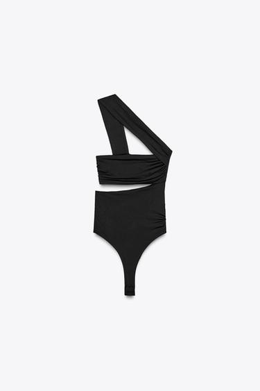ASYMMETRIC CUT-OUT POLYAMIDE BODYSUIT - Black by Zara - Image 4