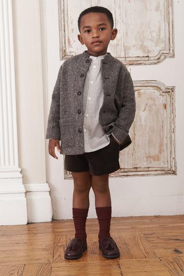 AGES 6-10 / LIMITED EDITION VELVET BERMUDA SHORTS - Dark green by Zara