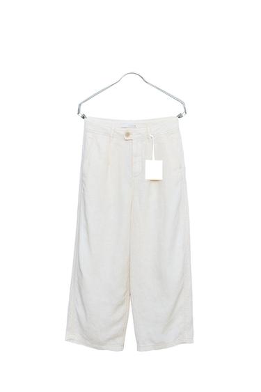 STORIESZ - HLAČE Z VIDNIMI ŠIVI IZ 100 % LANU - Ekru barva od Zare