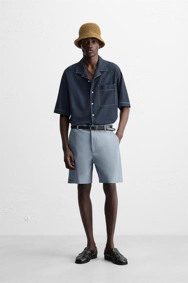 CONTRAST TOPSTITCHING SHIRT - Indigo by Zara - Image 0