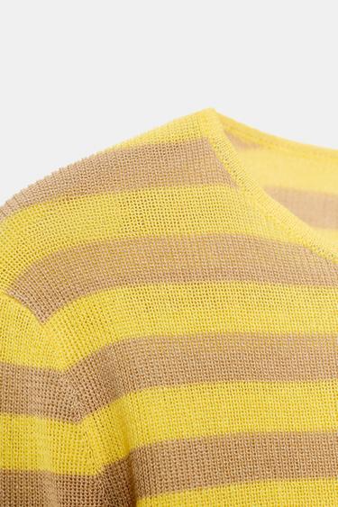 STRIPED CROP TOP - Ecru/Yellow by Zara - Image 4