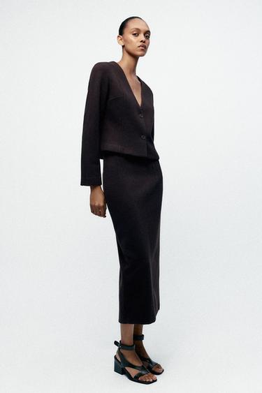 SAIA MIDI COM ABERTURA - Marrom da Zara - Imagem 0