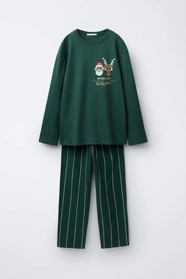 6-14 YEARS/ COMBINED STRIPED PYJAMAS - Green by Zara - Image 0