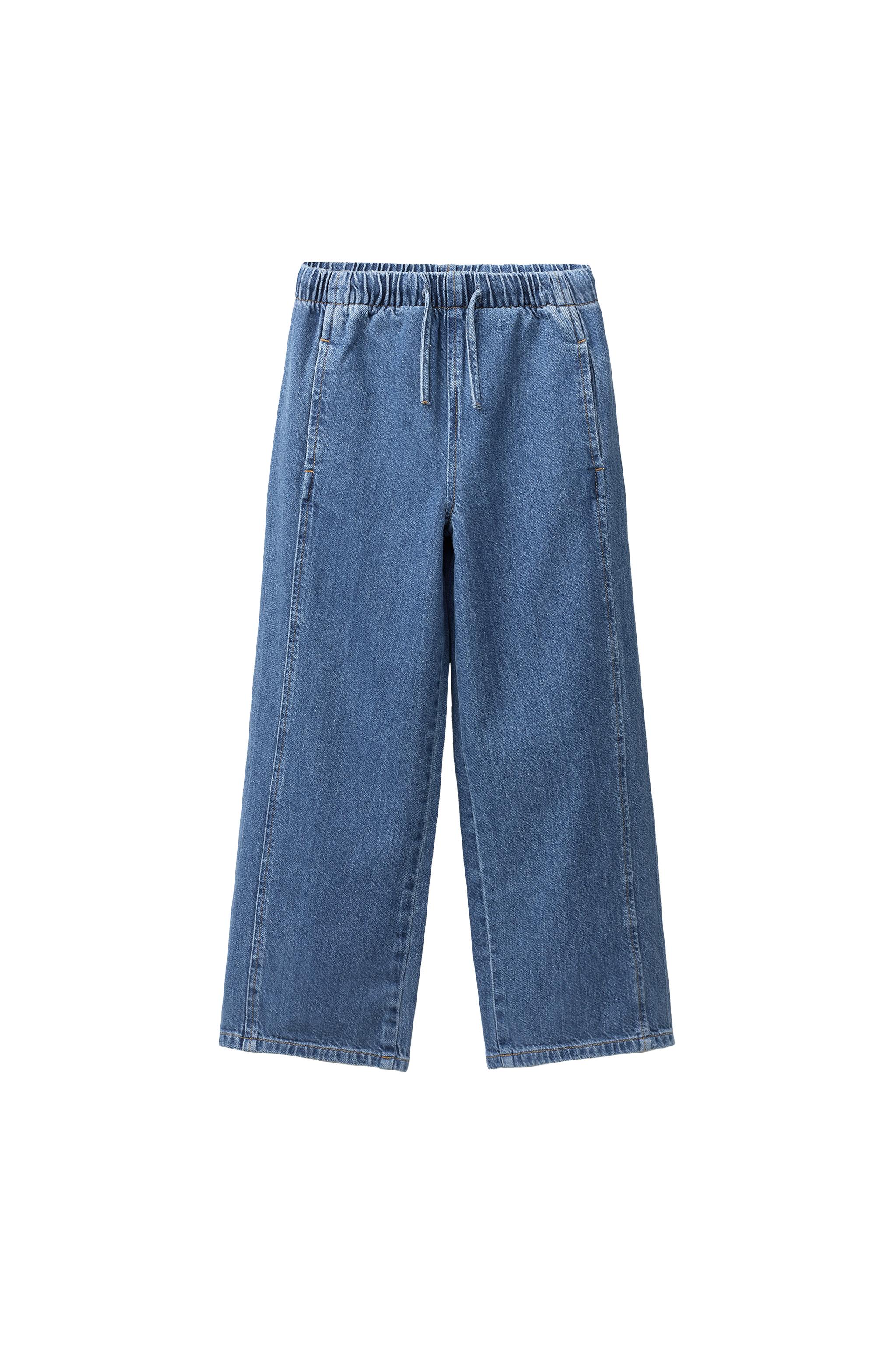 WIDE LEG JEANS WITH DRAWSTRINGS — Blue (alternate view)