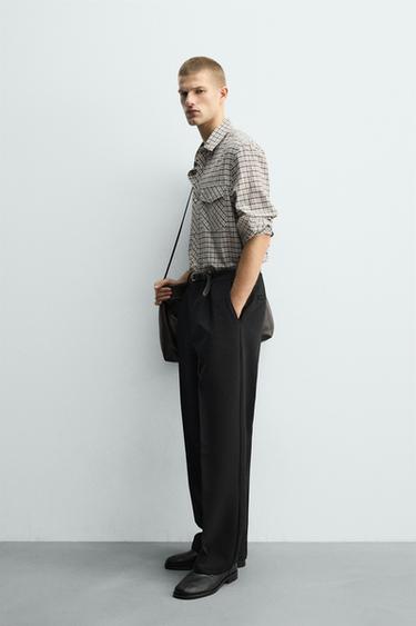 RELAXED FIT CHECK SHIRT - Ecru / Black by Zara - Image 3