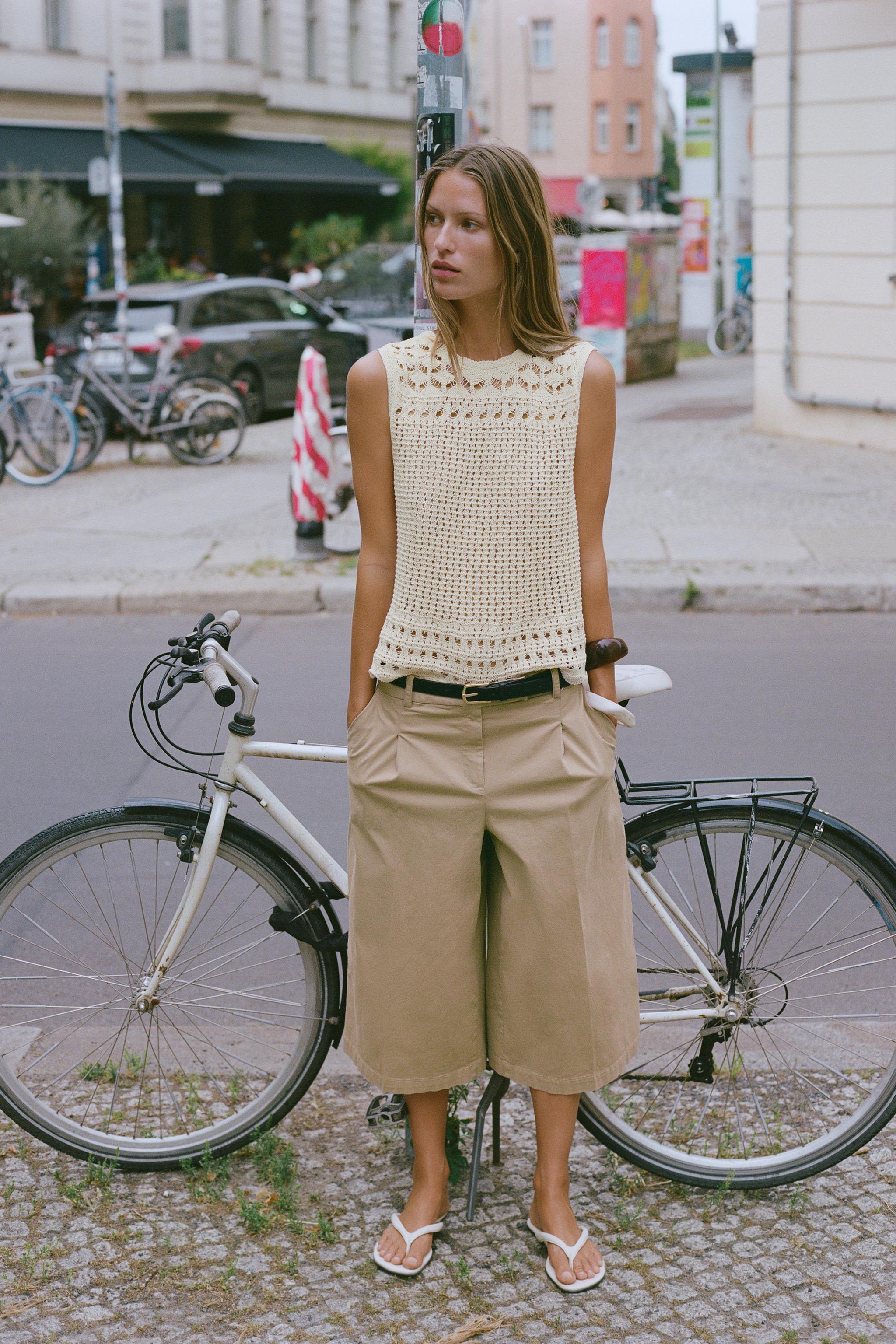 POINTELLE KNIT TOP — Ecru