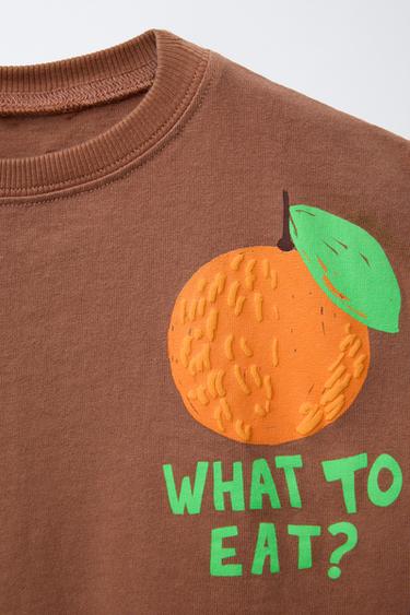 T-SHIRT IMPRIMÉ FRUITS - Marron clair de Zara - Image 2