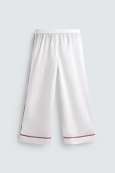PYJAMA SET WITH CONTRAST PIPING - White by Zara - Image 14