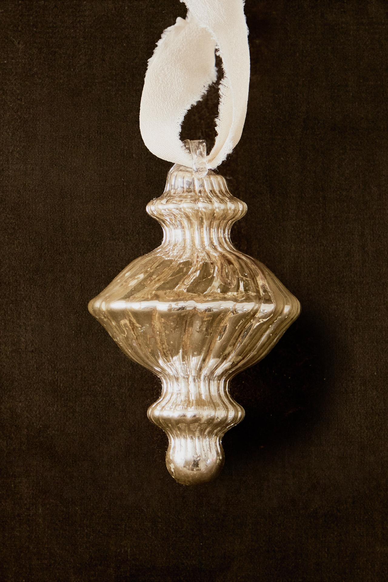 MERCURISED BOROSILICATE GLASS CHRISTMAS TREE DECORATION — Silver