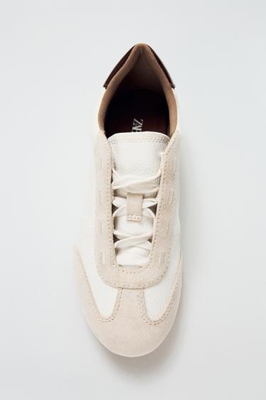 Zara CONTRASTING RUNNING SNEAKERS - Sandy Brown