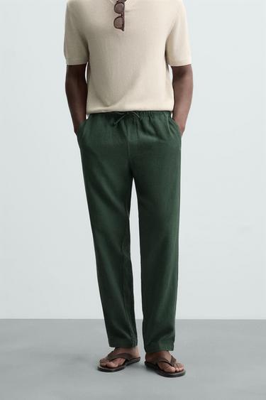 PANTALÓN RELAXED FIT TEXTURA - Verde de Zara