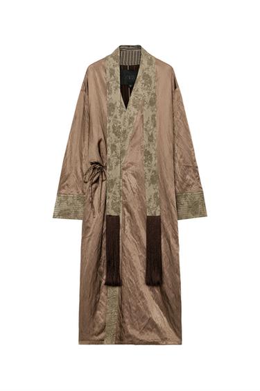 ZW COLLECTION JACQUARD KIMONO WITH SCARF - Pale pink by Zara