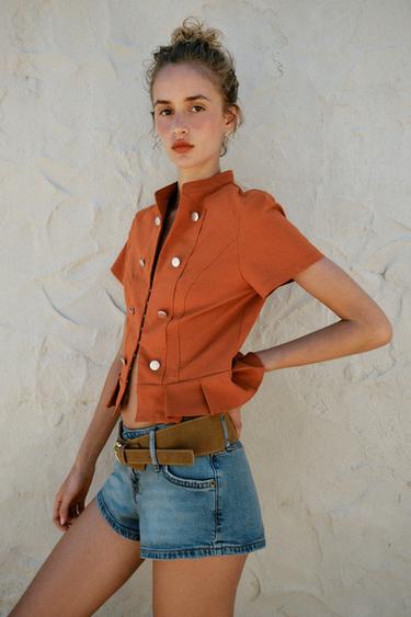 SHORT Z1975 EN DENIM À CEINTURE - Bleu moyen de Zara - Image 4