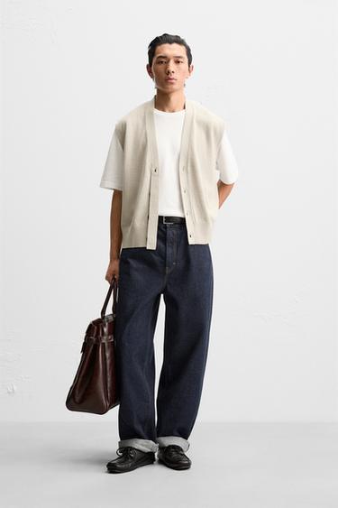 Zara 帶飾針織背心 - 淺米色