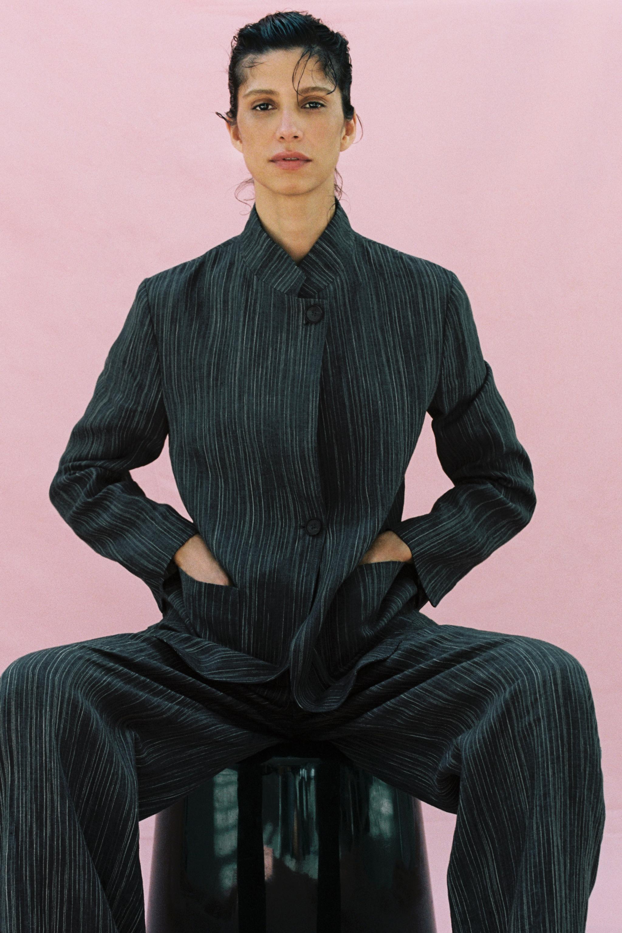 ZW COLLECTION STRIPED LINEN TROUSERS