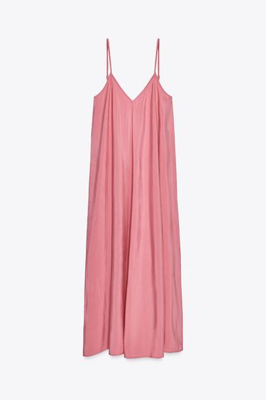 VESTIDO MIDI FLUIDO - Rosa-giz da Zara