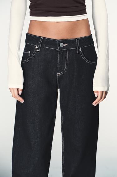 JEAN TRF WIDE LEG TAILLE BASSE - Bleu marine foncé de Zara