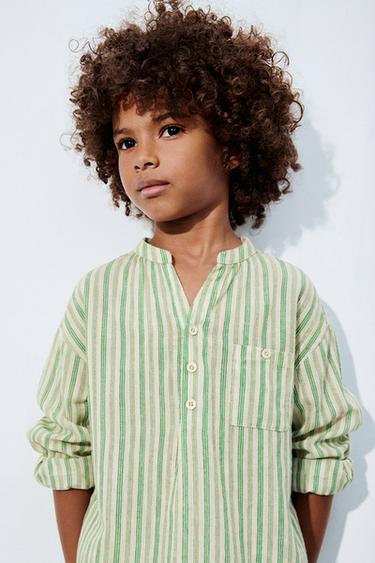 CAMICIA A RIGHE TASCA LIMITED EDITION - Striscia verde  di Zara