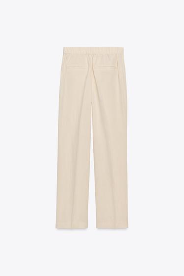 PANTALON DROIT TAILLE ÉLASTIQUE - Écru de Zara - Image 6