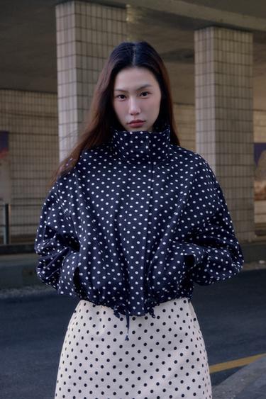 도트 퍼프 재킷 - Zara 블루 /화이트