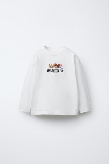 CAMISETA ESTAMPADO - Blanco roto de Zara