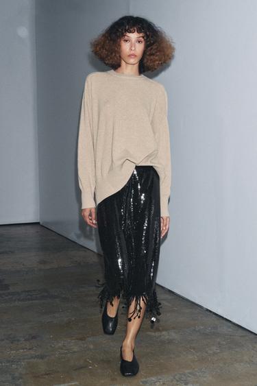 FALDA LARGA LENTEJUELAS ZW COLLECTION - Negro de Zara - Imagen 0