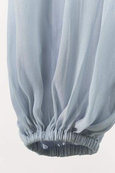 PANTALON SEMI-TRANSPARENT BOUFFANT - Bleu de Zara - Image 4