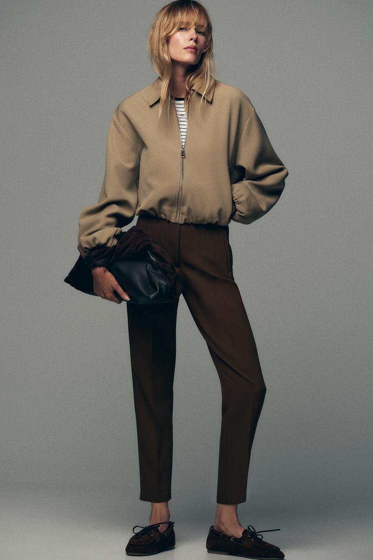 PUFF-SLEEVE BOMBER JACKET camel ZARA Spain