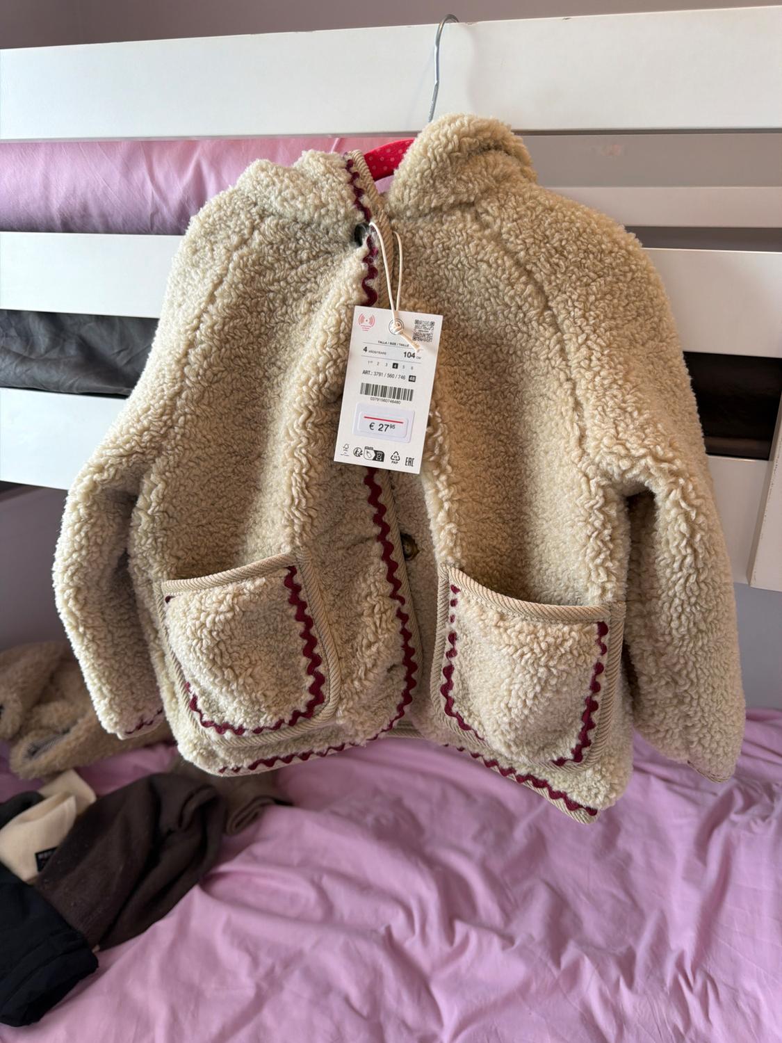 FAUX SHEARLING JACKET WITH WAVY TRIM AND FLEECE LINING - Image 4