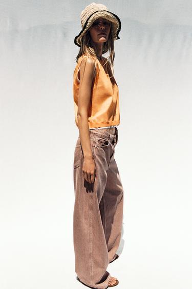 DOUBLE-LAYER KNIT LINEN BLEND TOP - Orange by Zara