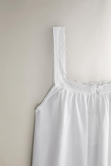 CHEMISE DE NUIT COTON DENTELLE - Blanc de Zara - Image 2