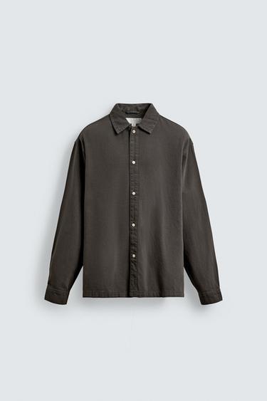COLOURED DENIM SHIRT - Grey green by Zara - Image 5