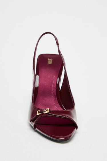 SANDALES À TALONS EFFET VERNI - Bordeaux de Zara - Image 2