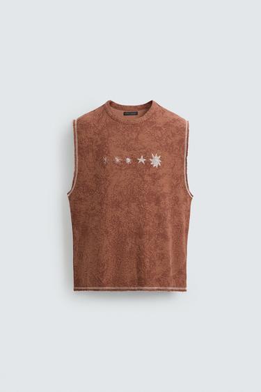 CAMISETA TANK PUNTO LAVADO - Teja de Zara