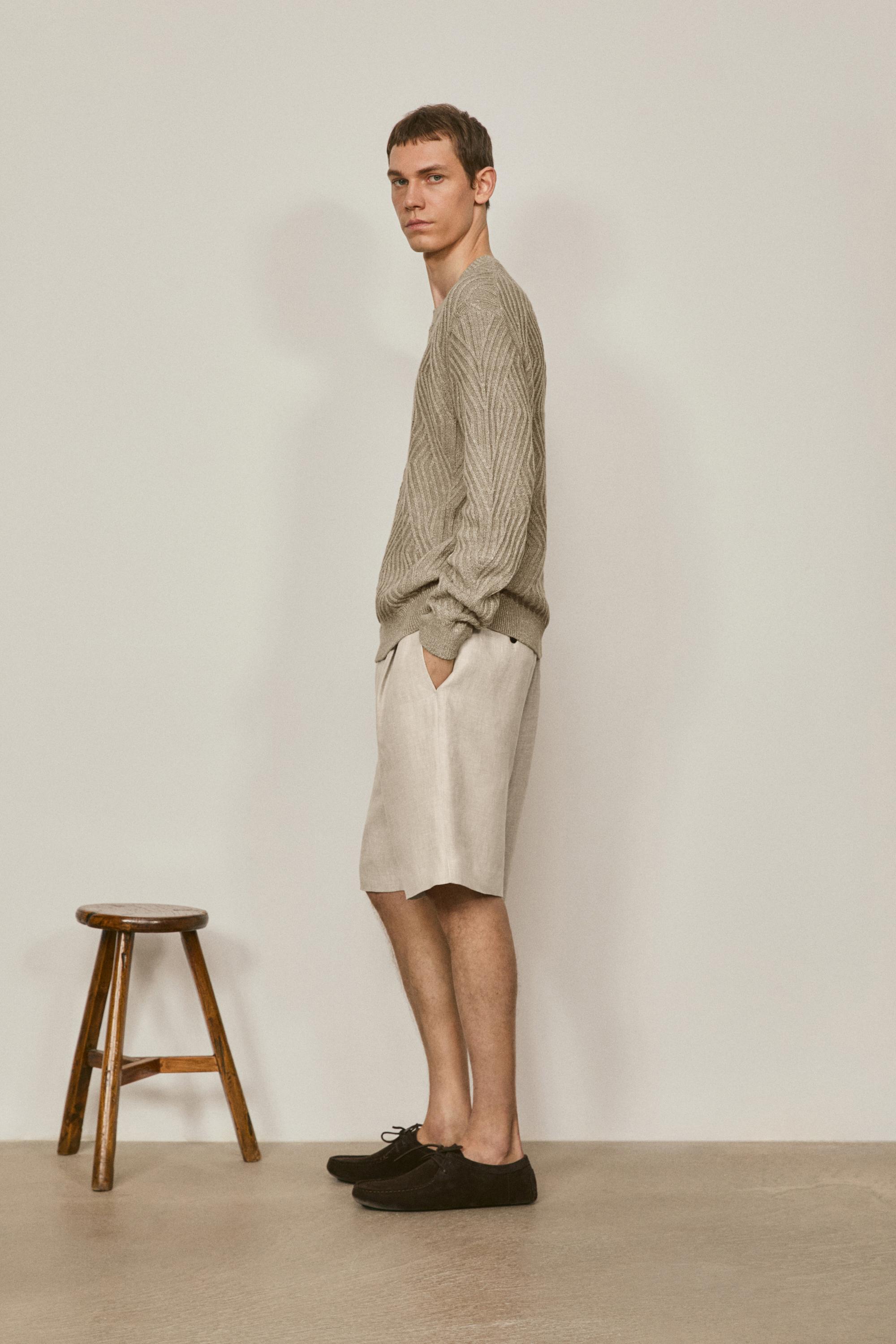 Linen blend Aran knit sweater - LIMITED EDITION