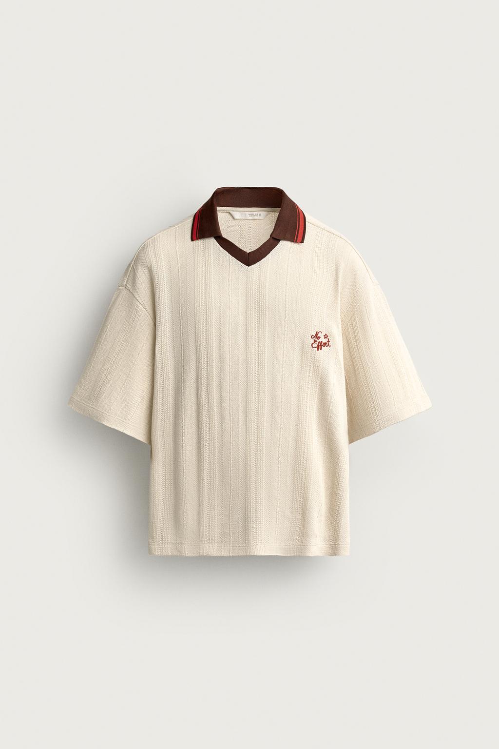 EMBROIDERED TEXTURED POLO SHIRT