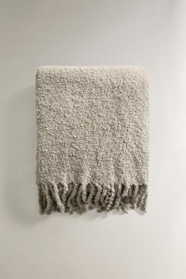 FRINGED THROW - Pearl grey by Zara
