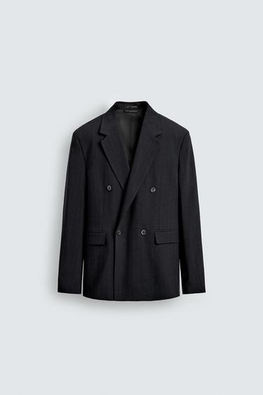 BLAZER CRUZADA TRAJE RAYA DIPLOMÁTICA - Marino oscuro de Zara