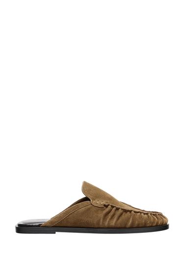 SPLIT SUEDE MULE LOAFERS - Brown by Zara