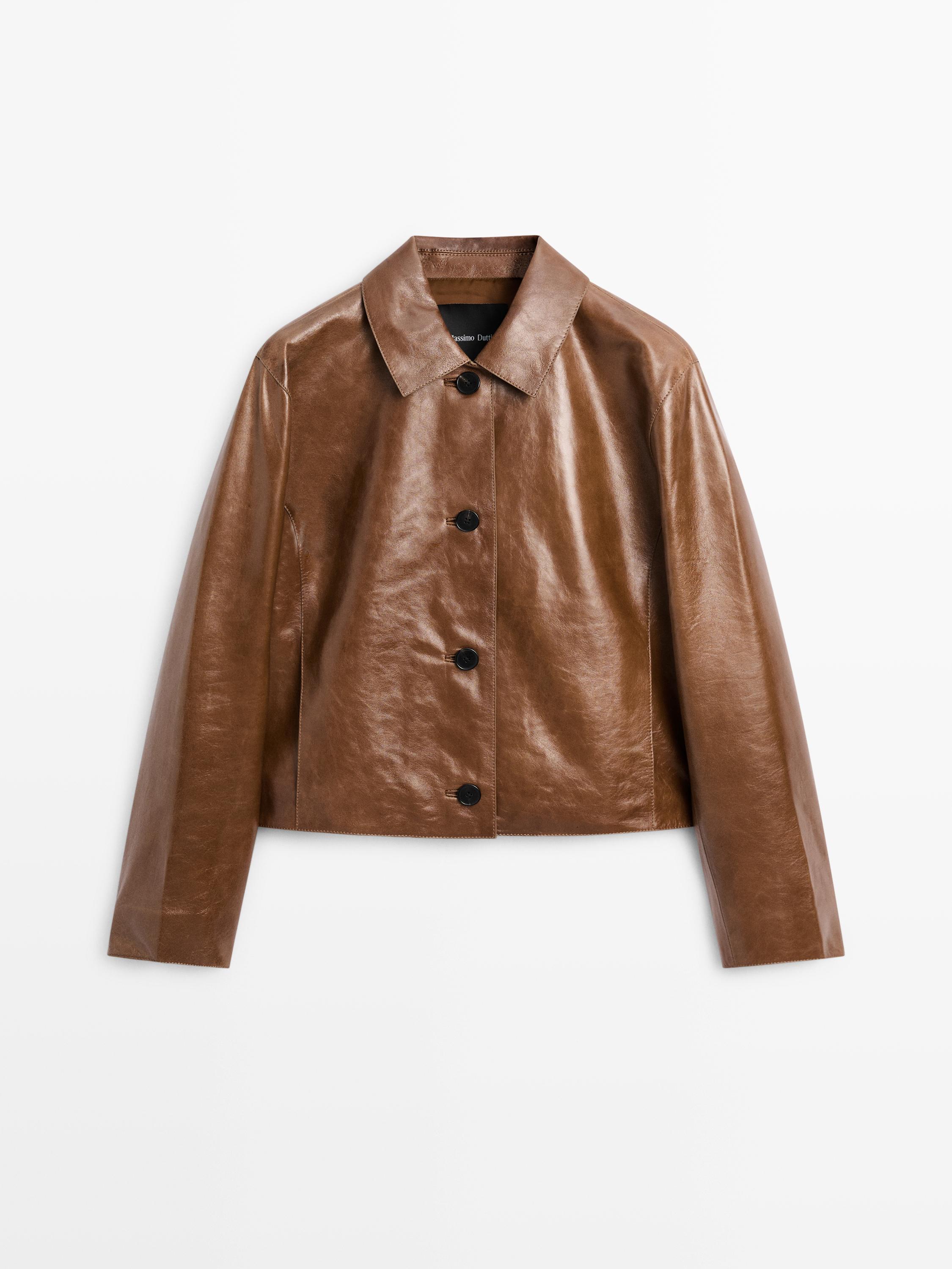 Veste courte en cuir nappa