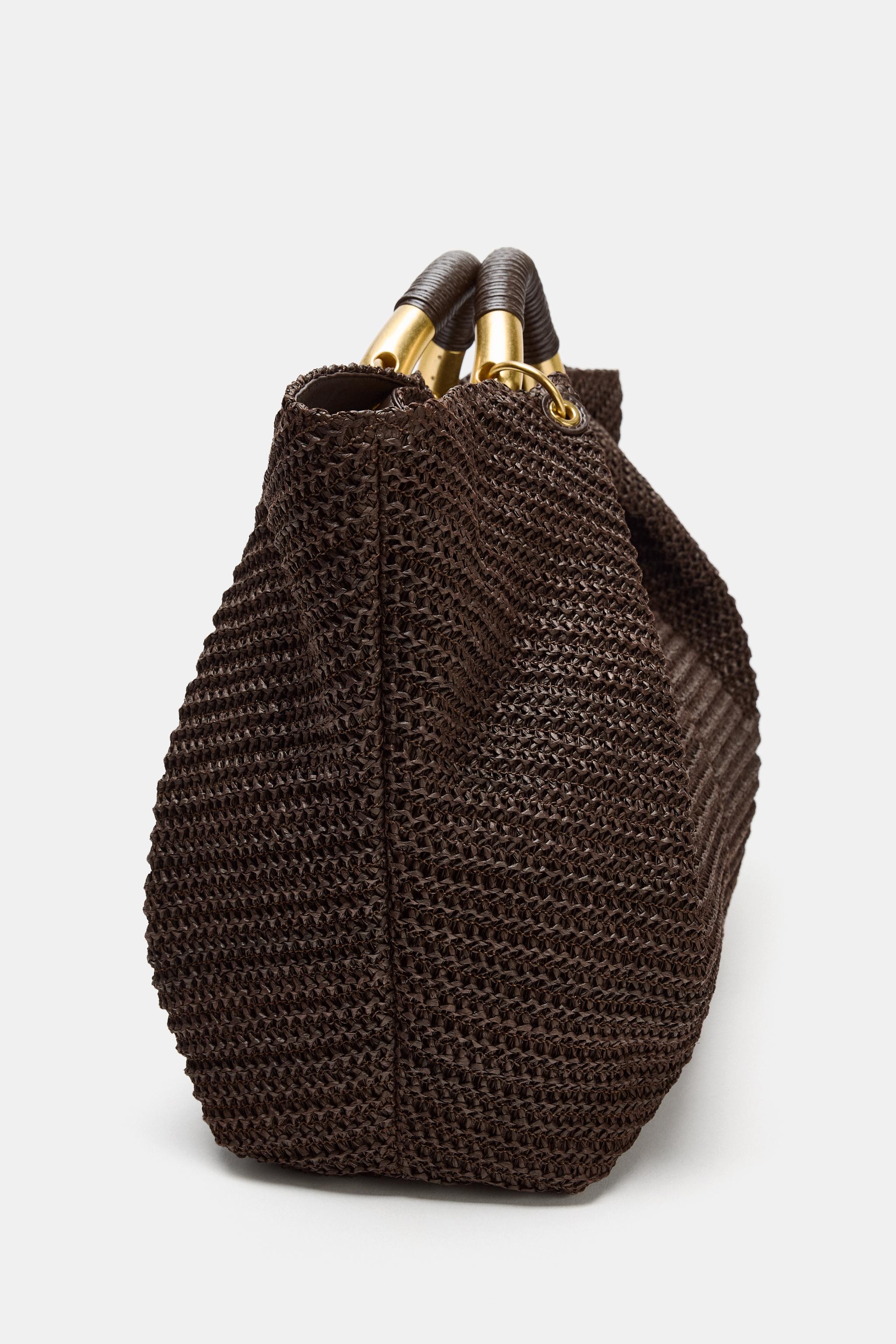 MAXI BRAIDED EFFECT HANDBAG - Chocolate | ZARA United States
