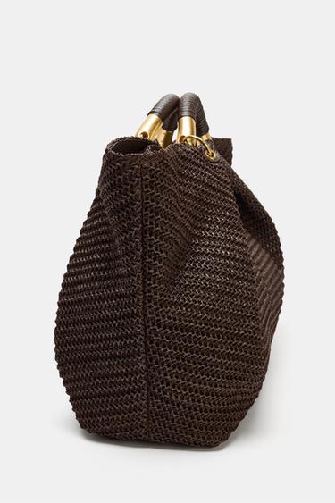 BRAIDED EFFECT MAXI HANDBAG - Chocolate by Zara - Image 5