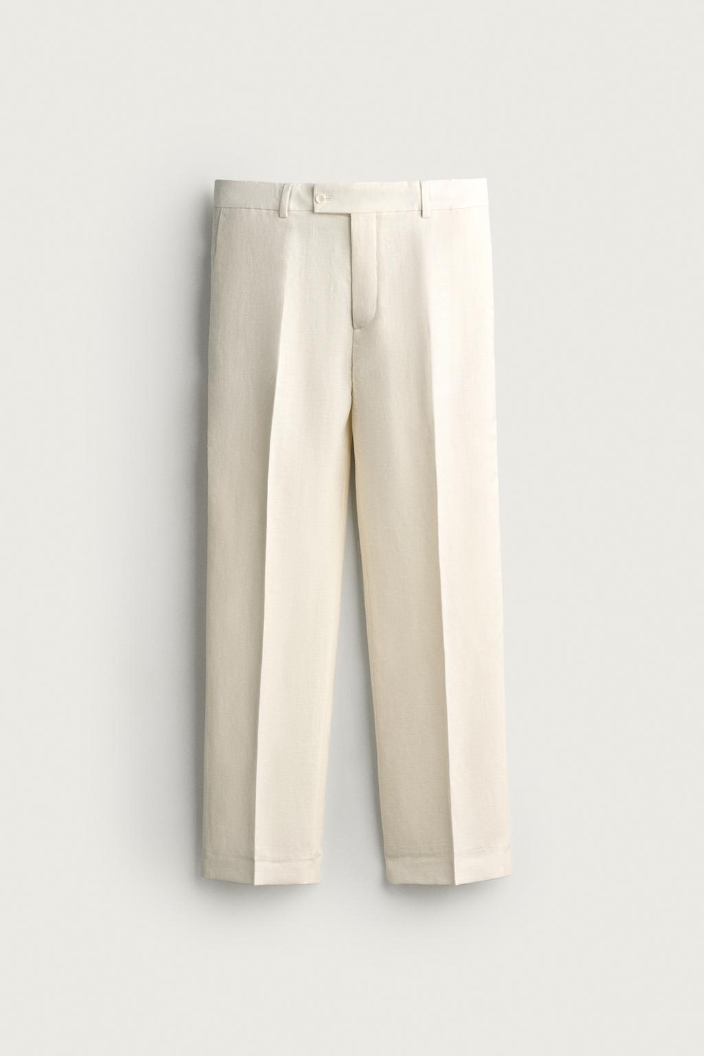 RELAXED FIT HERRINGBONE LINEN - WOOL SUIT TROUSERS