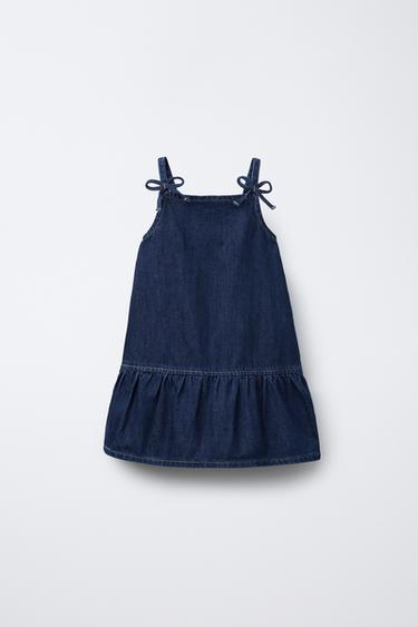 DENIM DRESS WITH BOWS - Blue by Zara - Image 0