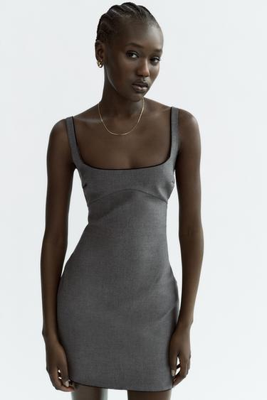 LACE TRIM SHORT DRESS - Grey by Zara
