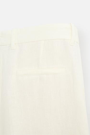 PANTALON 100 % LIN À PLIS LIMITED EDITION - Écru de Zara - Image 8