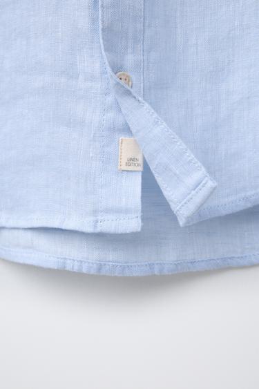 CHEMISE 100 % LIN COL MAO - Bleu de Zara - Image 4